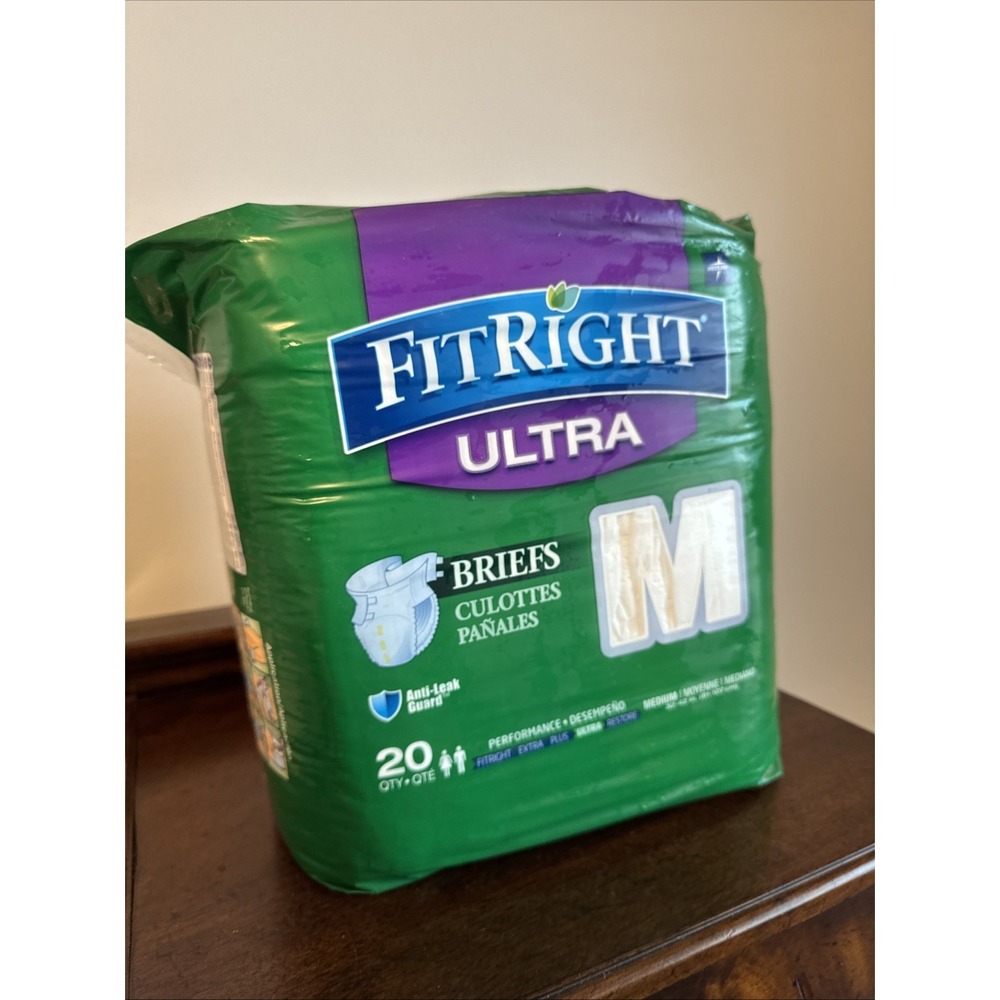 32" to 42" - Medium, 20 Ct Medline FitRight Ultra AdultAnti Leak Guard Briefs